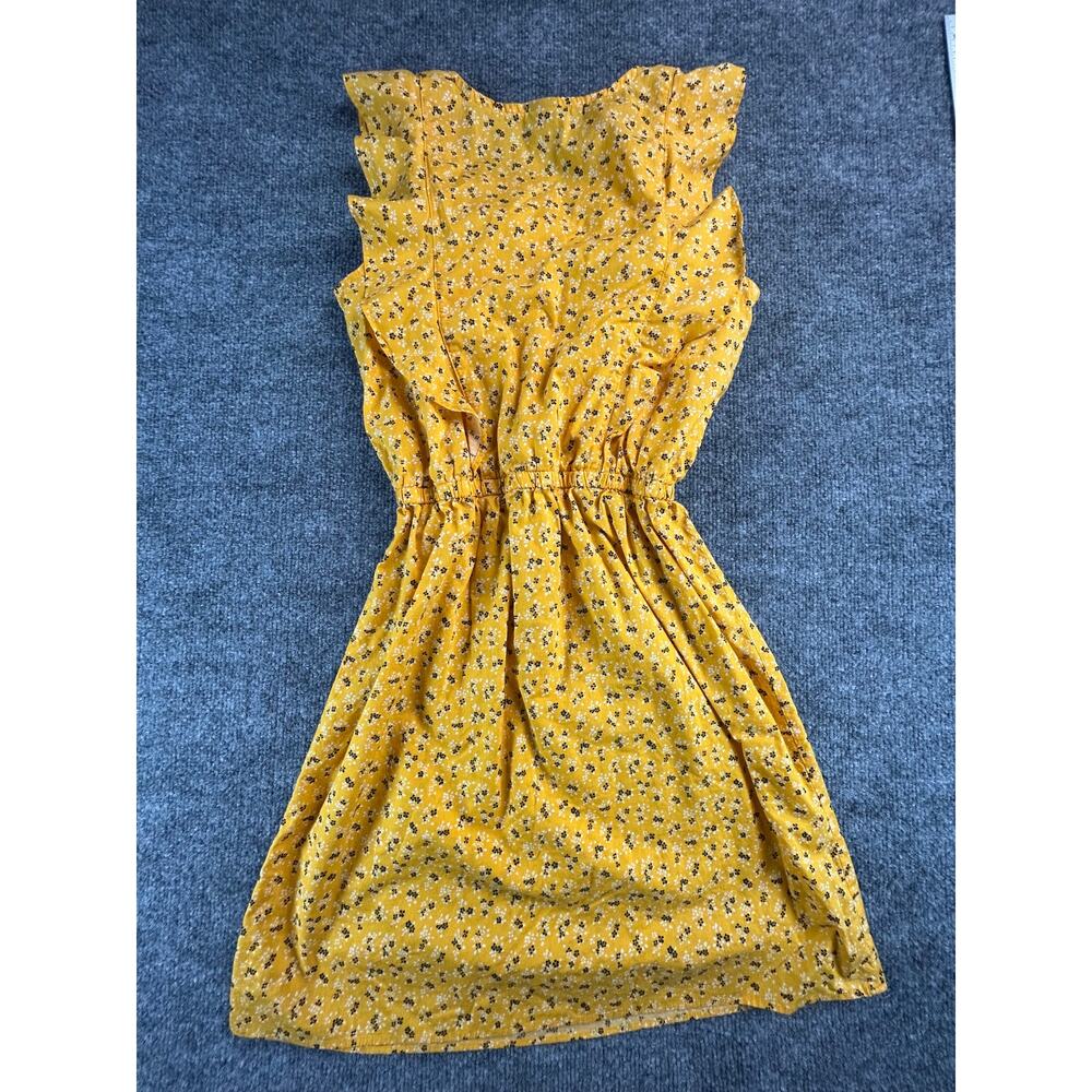 City Streets Women's Small Yellow Floral Ruffle Sleeve Dress Cotton Boho - Picture 2 of 8